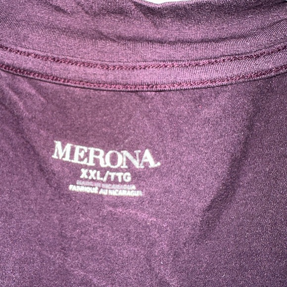 Purple v neck stretchy t-shirt. Soft A-line form fitting shirt. - Picture 3 of 3